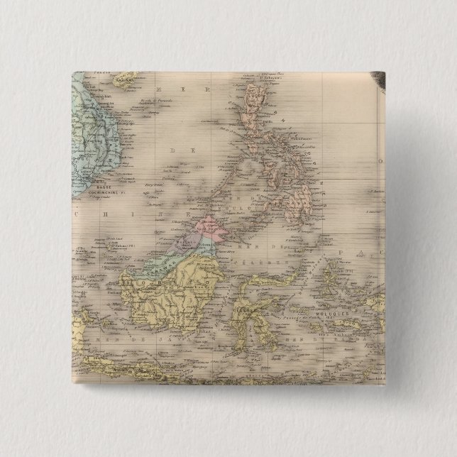 Bóton Quadrado 5.08cm Arquipélago Indochina da Ásia (Frente)