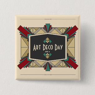 Bóton Quadrado 5.08cm Art Deco Design