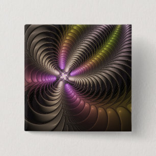 Bóton Quadrado 5.08cm Arte abstrata brilhante e colorida de fractal 3D