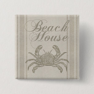 Bóton Quadrado 5.08cm Arte Costeira da Beach Crab House