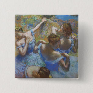 Bóton Quadrado 5.08cm Arte de Bailarinas Azuis Vintage de Edgar Degas Ba