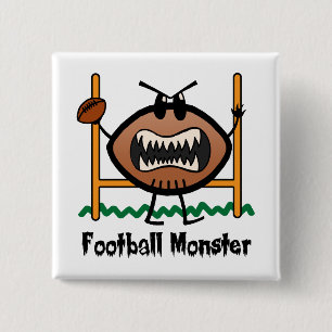 Bóton Quadrado 5.08cm Arte de Cartoons Esportivos Monstro de Futebol Zan