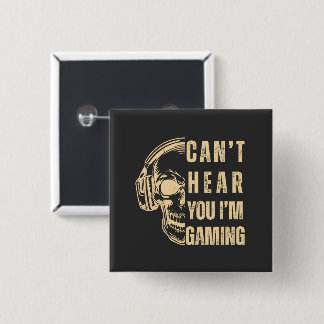 Bóton Quadrado 5.08cm Arte de Caveira Gamer – Não Posso Ouvir Você