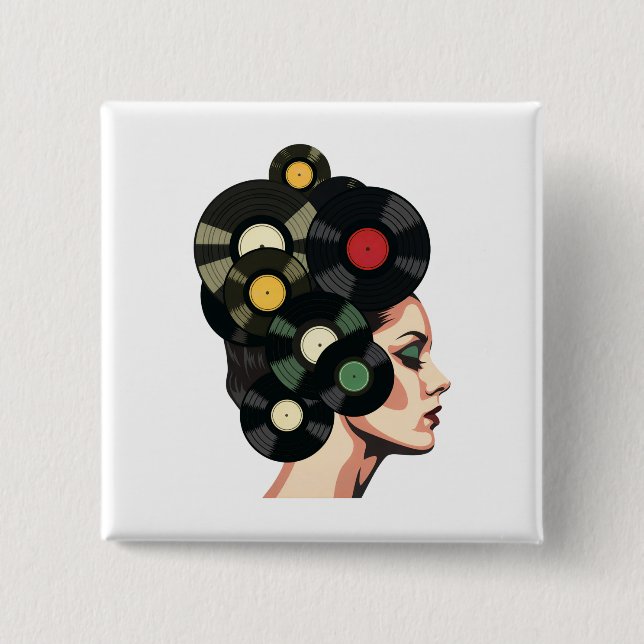 Bóton Quadrado 5.08cm Arte de Poster de Vinil Retro Estilizado (Frente)