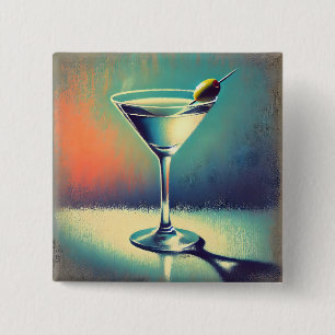 Bóton Quadrado 5.08cm Arte do Martini I Love The Blues de Meados do Sécu