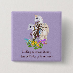 Bóton Quadrado 5.08cm Arte do pixel dos amigos do unicórnio