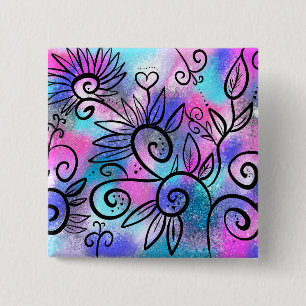 Bóton Quadrado 5.08cm Arte engraçada de pássaros