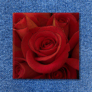 Bóton Quadrado 5.08cm Arte Fotográfica Rosa Vermelha