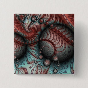 Bóton Quadrado 5.08cm Arte fractal de fantasia vívida abstrata marrom az
