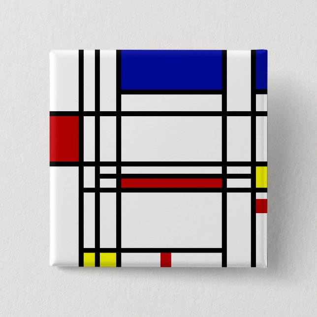 Bóton Quadrado 5.08cm Arte moderna de Mondrian (Frente)