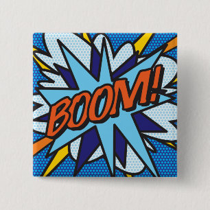 Bóton Quadrado 5.08cm Arte Pop de Quadrinhos BOOM!