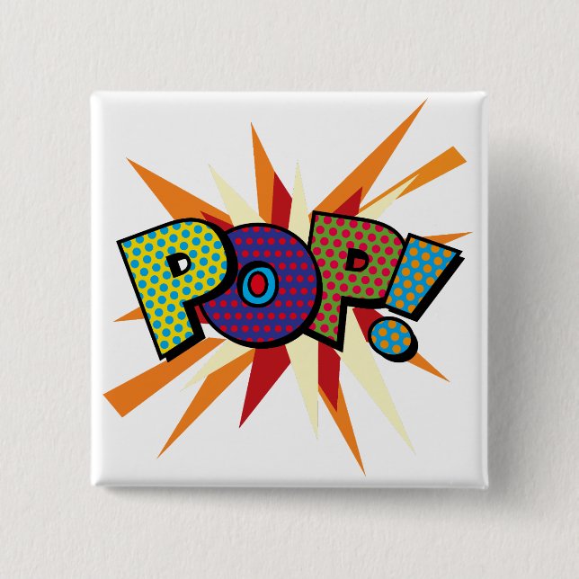 Bóton Quadrado 5.08cm Arte Pop de Quadrinhos POP (Frente)