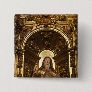 Bóton Quadrado 5.08cm Arte religiosa representando Papais noeis Teresa