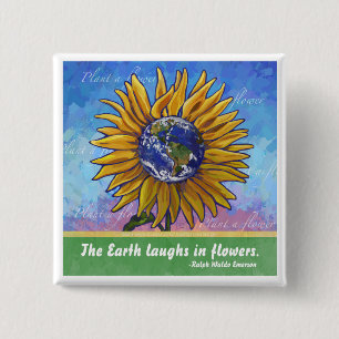 Bóton Quadrado 5.08cm Arte Sunflower Earth