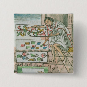 Bóton Quadrado 5.08cm Artesão asteca da pena