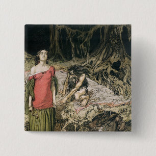 Bóton Quadrado 5.08cm Arthur Rackham a corte de Grimhilde, a traça