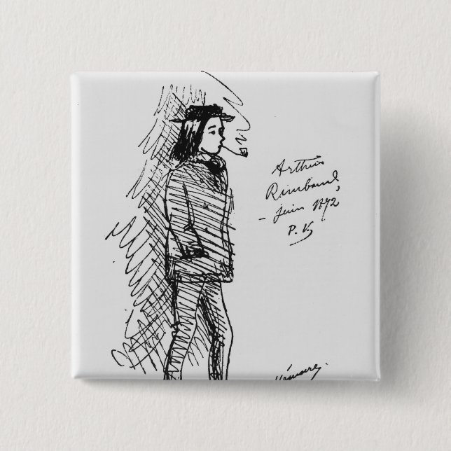 Bóton Quadrado 5.08cm Arthur Rimbaud junho de 1872 (Frente)