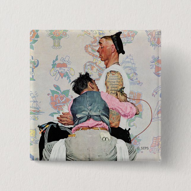 Bóton Quadrado 5.08cm Artista do tatuagem (Frente)