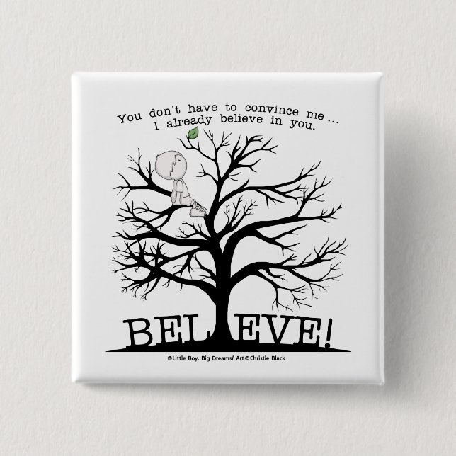 Bóton Quadrado 5.08cm Árvore Blooming (Frente)