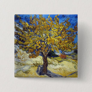 Bóton Quadrado 5.08cm Árvore de Amora de Van Gogh Impressionismo Arte