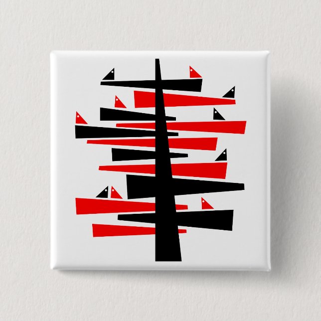 Bóton Quadrado 5.08cm Árvore de Conversação (Frente)