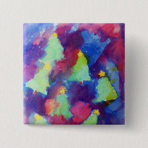 Bóton Quadrado 5.08cm Árvore de Natal, Botão