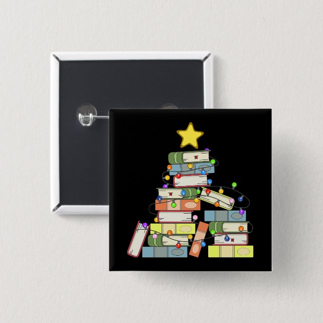 Bóton Quadrado 5.08cm Árvore de Natal I (Frente & Verso)