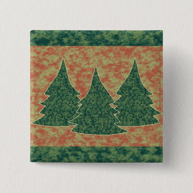 Bóton Quadrado 5.08cm Árvore de Natal Verde (Frente)