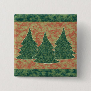 Bóton Quadrado 5.08cm Árvore de Natal Verde