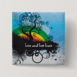 Bóton Quadrado 5.08cm Árvore do arco-íris do Grunge customizável