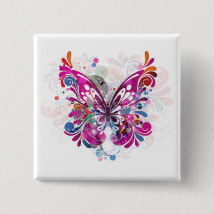 Bóton Quadrado 5.08cm As borboletas do ~ da borboleta personalizam o