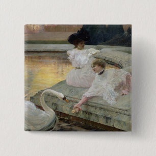 Bóton Quadrado 5.08cm As cisnes, 1900