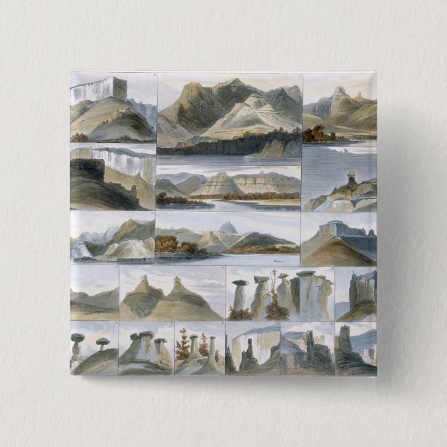 Bóton Quadrado 5.08cm As colinas notáveis no Missouri superior, chapeiam (Frente)