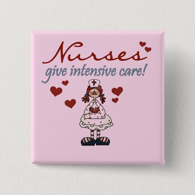 Bóton Quadrado 5.08cm As enfermeiras dão t-shirt e presentes dos cuidado (Frente)