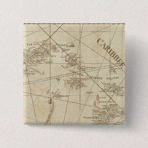 Bóton Quadrado 5.08cm As Ilhas Caribes, as Ilhas Virgens
