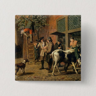 Bóton Quadrado 5.08cm As quatro estações, outono (óleo em canvas) (ve