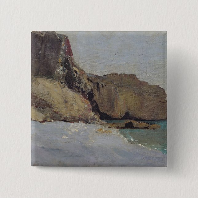 Bóton Quadrado 5.08cm As rochas em Vallieres, perto de Royan (Frente)