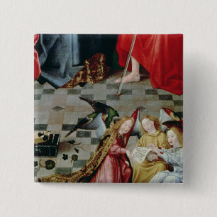 Bóton Quadrado 5.08cm As sete alegrias do Altarpiece do Virgin