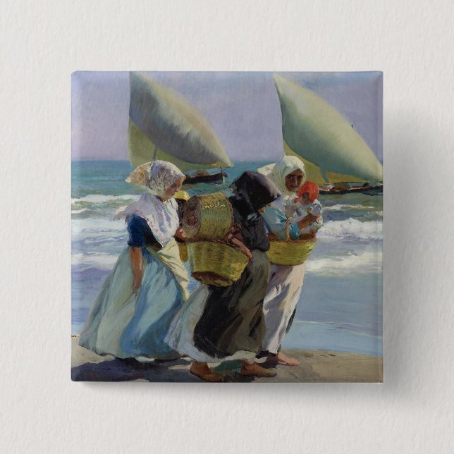Bóton Quadrado 5.08cm As três velas - Joaquin Sorolla (Frente)