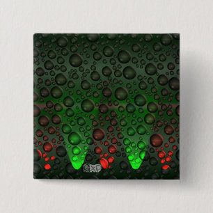 Bóton Quadrado 5.08cm Ascensão Bolhas Crachá Verde/Vermelho