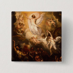 Bóton Quadrado 5.08cm Ascensão do cristo com anjos
