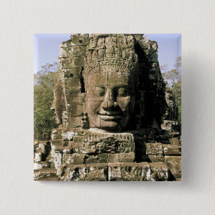 Bóton Quadrado 5.08cm Ásia, Camboja, Siem Reap. Angkor Thom, cabeças de