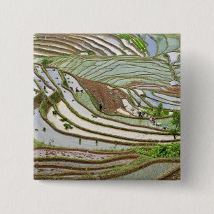 Bóton Quadrado 5.08cm Ásia, China, Yunnan, Jinping. Povos Yi nativos