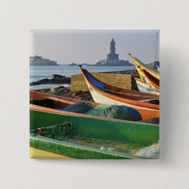 Bóton Quadrado 5.08cm Ásia, Índia, Tamil Nadu, Kanniyakumari 2 (Frente)