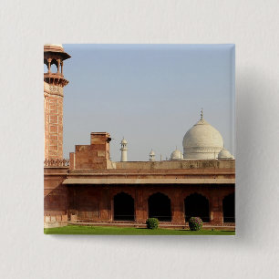 Bóton Quadrado 5.08cm Ásia, Índia, Uttar Pradesh, Agra. O Taj 6