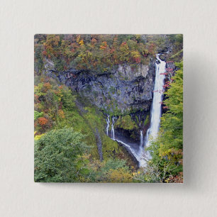 Bóton Quadrado 5.08cm Ásia, Japão, Nikko. Cachoeira Kegon de Nikko, um
