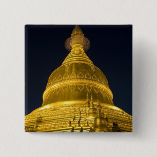 Bóton Quadrado 5.08cm Ásia, Mayanmar, Yangon, templo budista em
