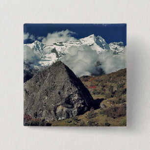 Bóton Quadrado 5.08cm Ásia, Nepal, Sagarmatha NP. Uma oração budista