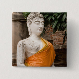 Bóton Quadrado 5.08cm Ásia, Tailândia, Sião, Buda em Ayutthaya
