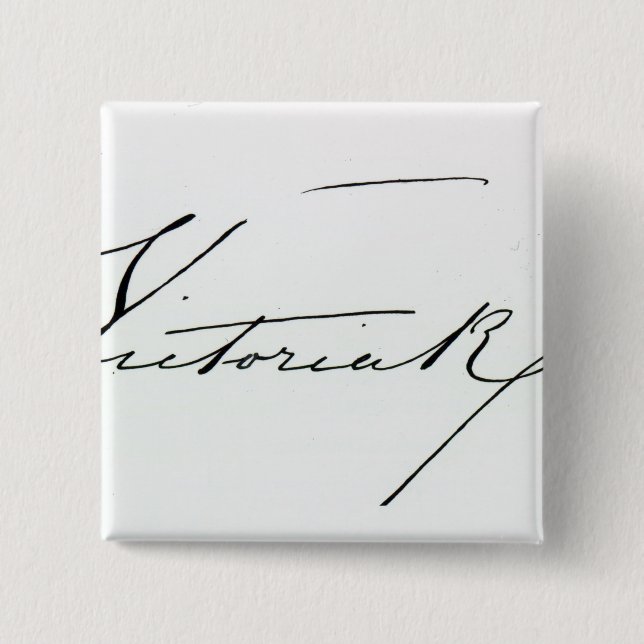 Bóton Quadrado 5.08cm Assinatura da rainha Victoria (caneta e tinta no (Frente)